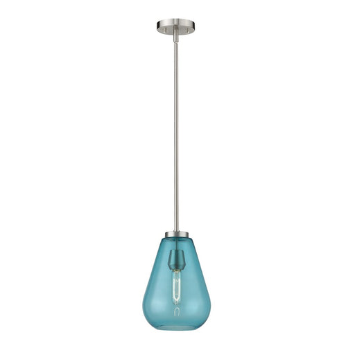 Z-Lite Ayra 1 Light 11.75" Pendant, Brushed Nickel/Blue