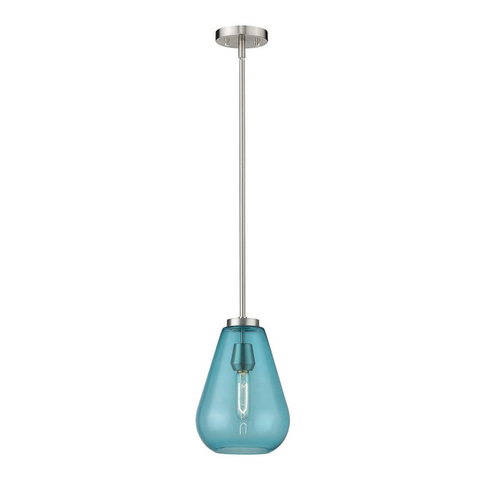 Z-Lite Ayra 1 Light 11.75" Pendant, Brushed Nickel/Blue