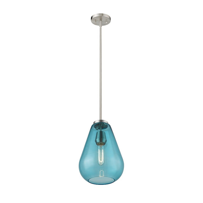 Z-Lite Ayra 1 Light 11.75" Pendant, Brushed Nickel/Blue