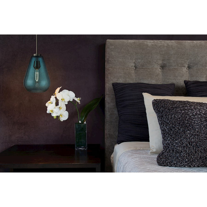 Z-Lite Ayra 1 Light 11.75" Pendant, Brushed Nickel/Blue