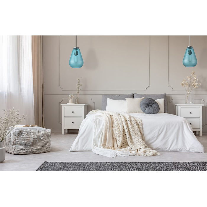 Z-Lite Ayra 1 Light 11.75" Pendant, Brushed Nickel/Blue