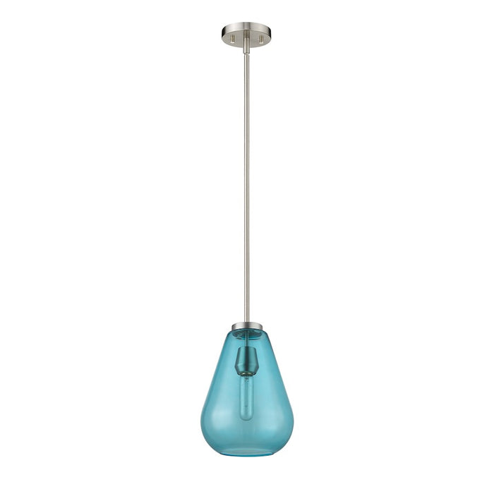 Z-Lite Ayra 1 Light 11.75" Pendant, Brushed Nickel/Blue