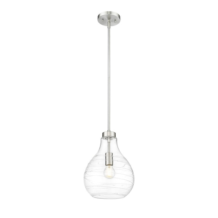 Z-Lite Bon Air 1 Light 10" Pendant, Brushed Nickel/Clear