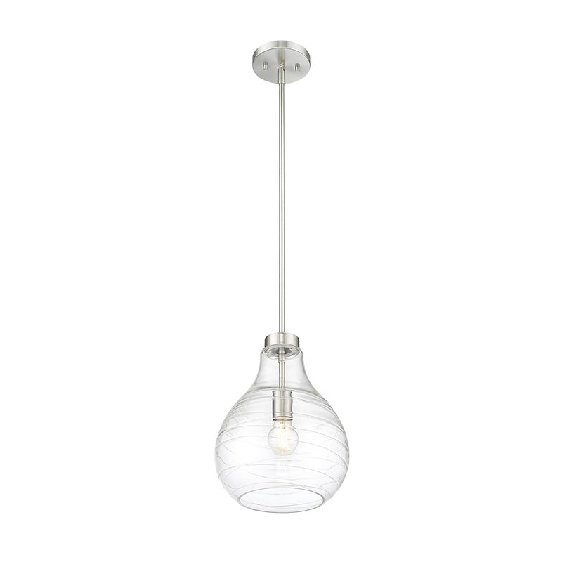 Z-Lite Bon Air 1 Light 10" Pendant, Brushed Nickel/Clear
