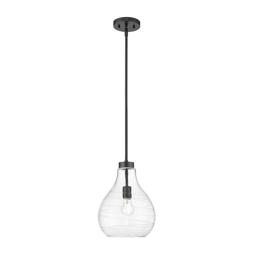 Z-Lite Bon Air 1 Light 10" Pendant, Matte Black/Clear - 496P10-MB