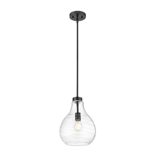 Z-Lite Bon Air 1 Light 10" Pendant, Matte Black/Clear