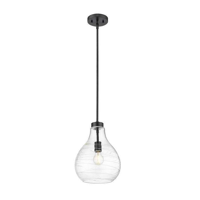 Z-Lite Bon Air 1 Light 10" Pendant, Matte Black/Clear