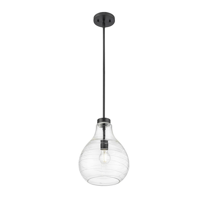 Z-Lite Bon Air 1 Light 10" Pendant, Matte Black/Clear