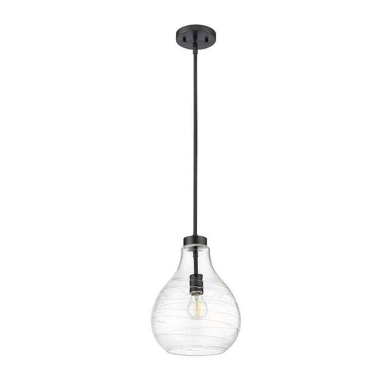 Z-Lite Bon Air 1 Light 10" Pendant, Matte Black/Clear