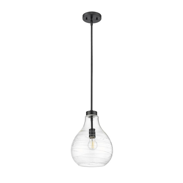 Z-Lite Bon Air 1 Light 10" Pendant, Matte Black/Clear