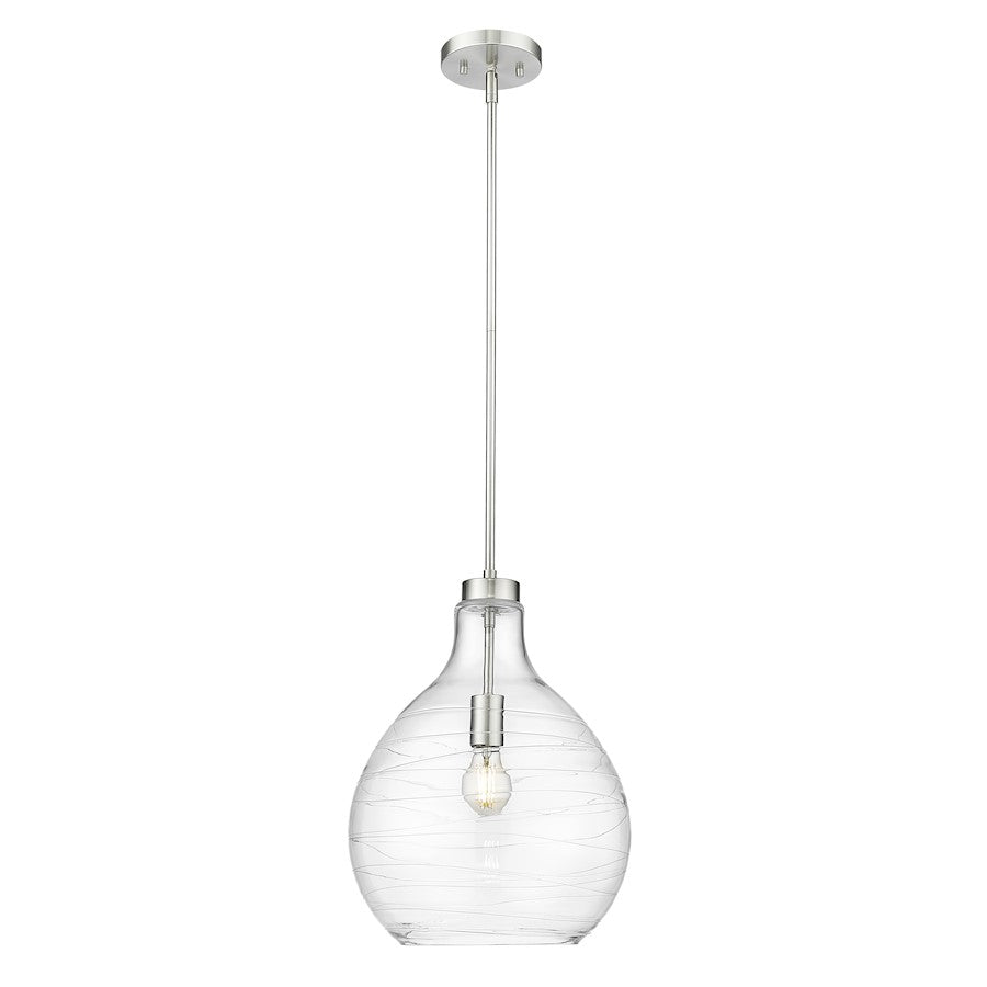 Z-Lite Bon Air 1 Light 13" Pendant, Brushed Nickel/Clear - 496P13-BN