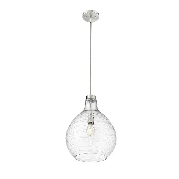 Z-Lite Bon Air 1 Light 13" Pendant, Brushed Nickel/Clear