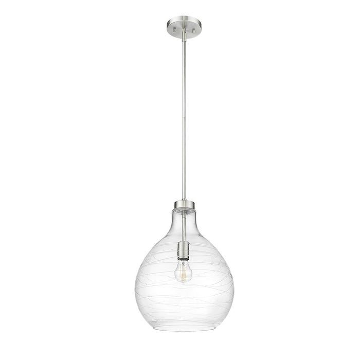 Z-Lite Bon Air 1 Light 13" Pendant, Brushed Nickel/Clear