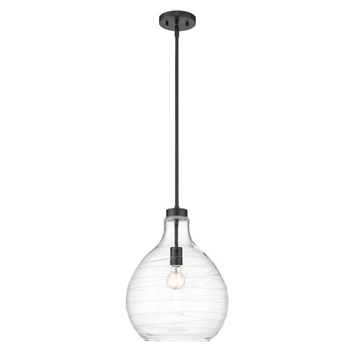 Z-Lite Bon Air 1 Light 13" Pendant, Matte Black/Clear - 496P13-MB