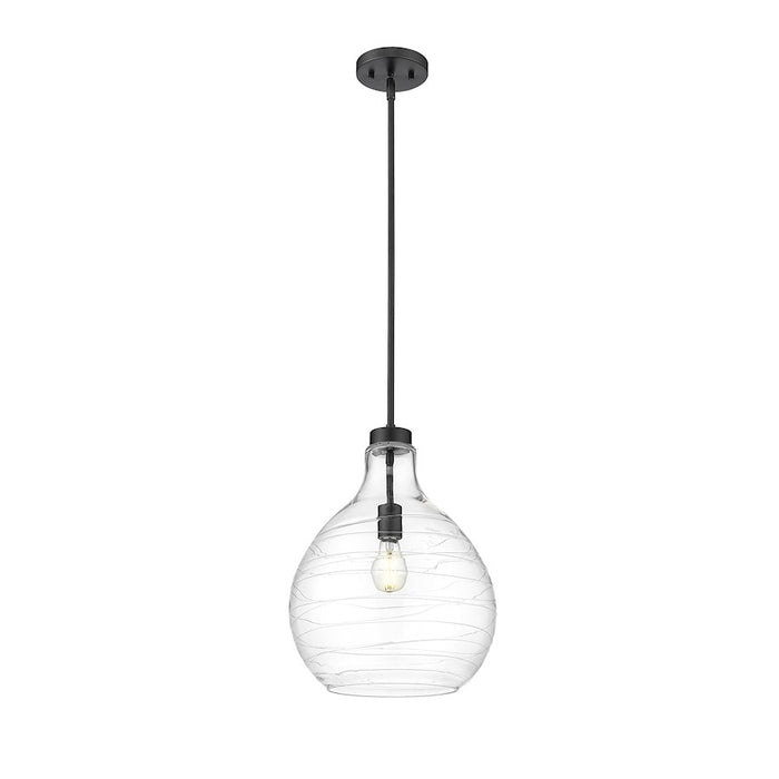 Z-Lite Bon Air 1 Light 13" Pendant, Matte Black/Clear