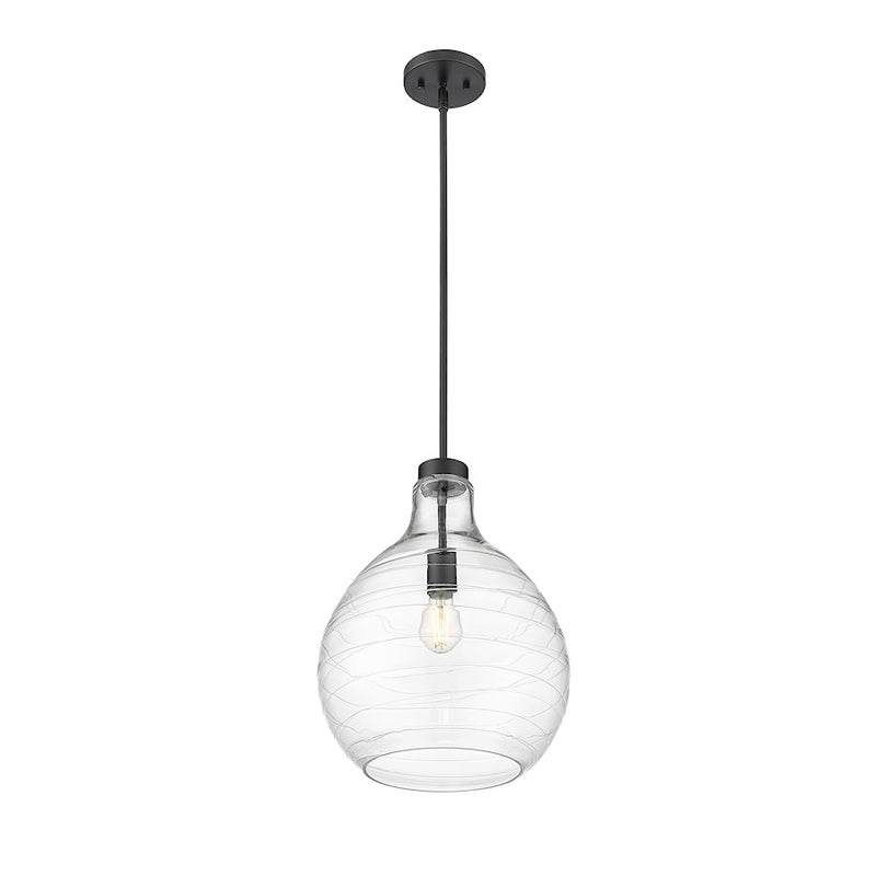 Z-Lite Bon Air 1 Light 13" Pendant, Matte Black/Clear