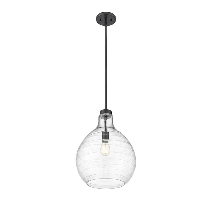 Z-Lite Bon Air 1 Light 13" Pendant, Matte Black/Clear