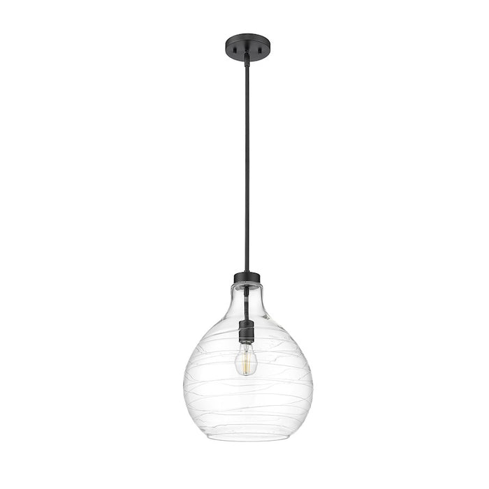 Z-Lite Bon Air 1 Light 13" Pendant, Matte Black/Clear