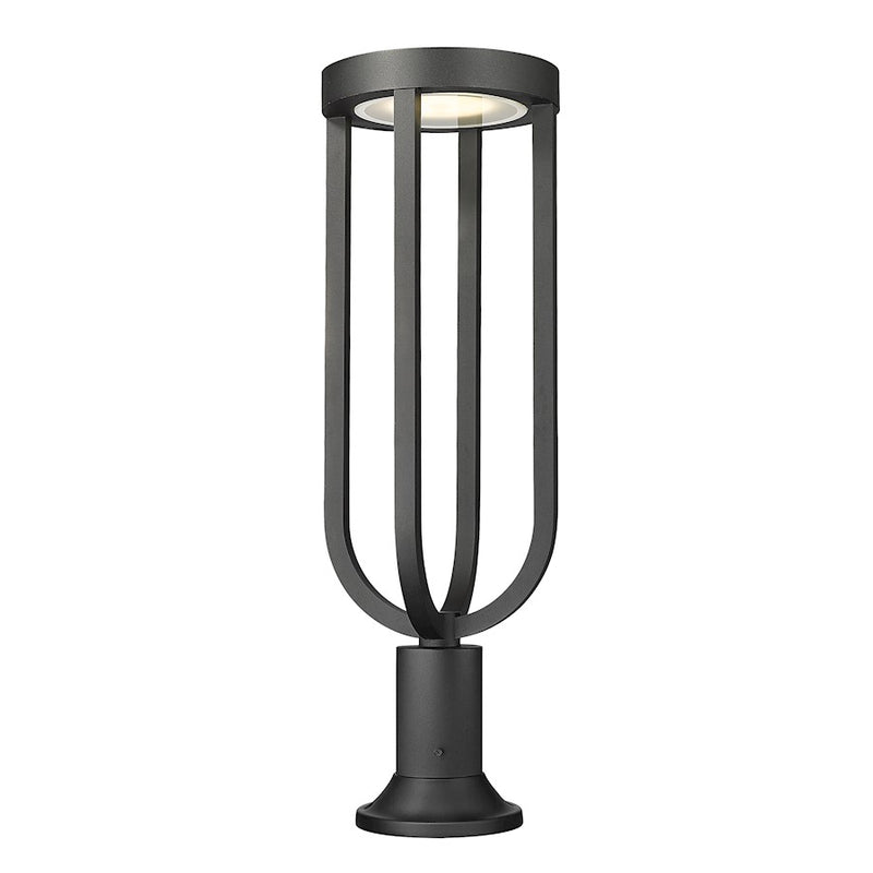 Z-Lite Leland 1 Light 28" Outdoor Pier/Round, Sand Blast - 5005PHB-553PM-BK-LED