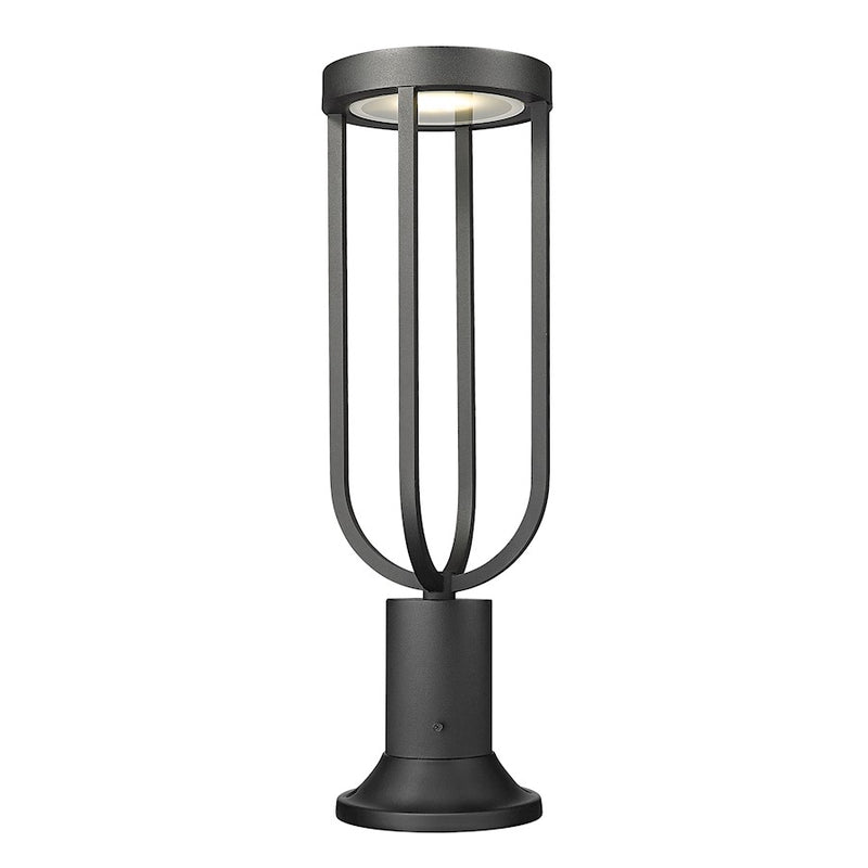 Z-Lite Leland 1 Light 23" Outdoor Pier Mount, Sand Blast - 5005PHM-553PM-BK-LED