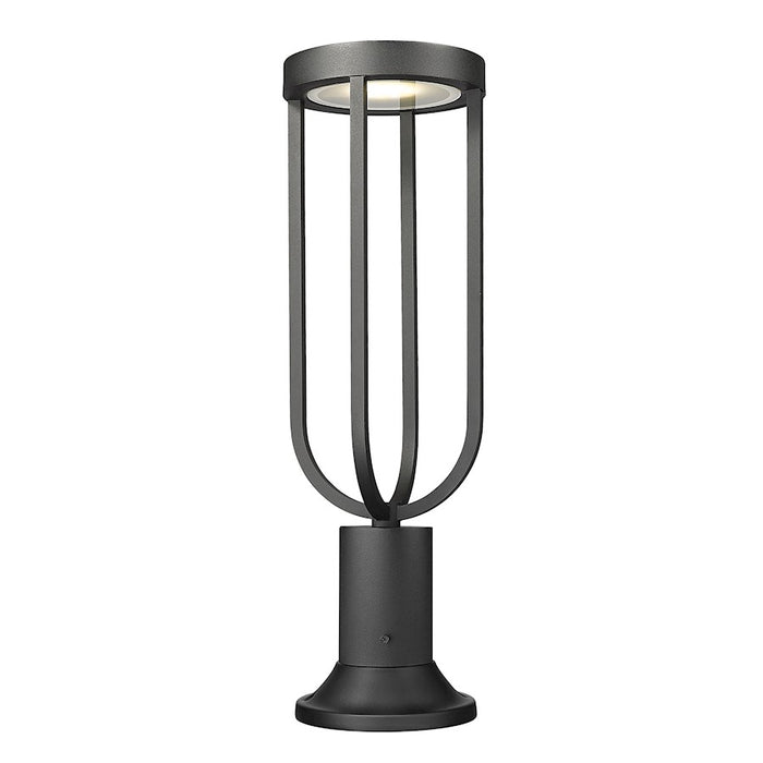 Z-Lite Leland 1 Light 23" Outdoor Pier Mount, Sand Blast - 5005PHM-553PM-BK-LED