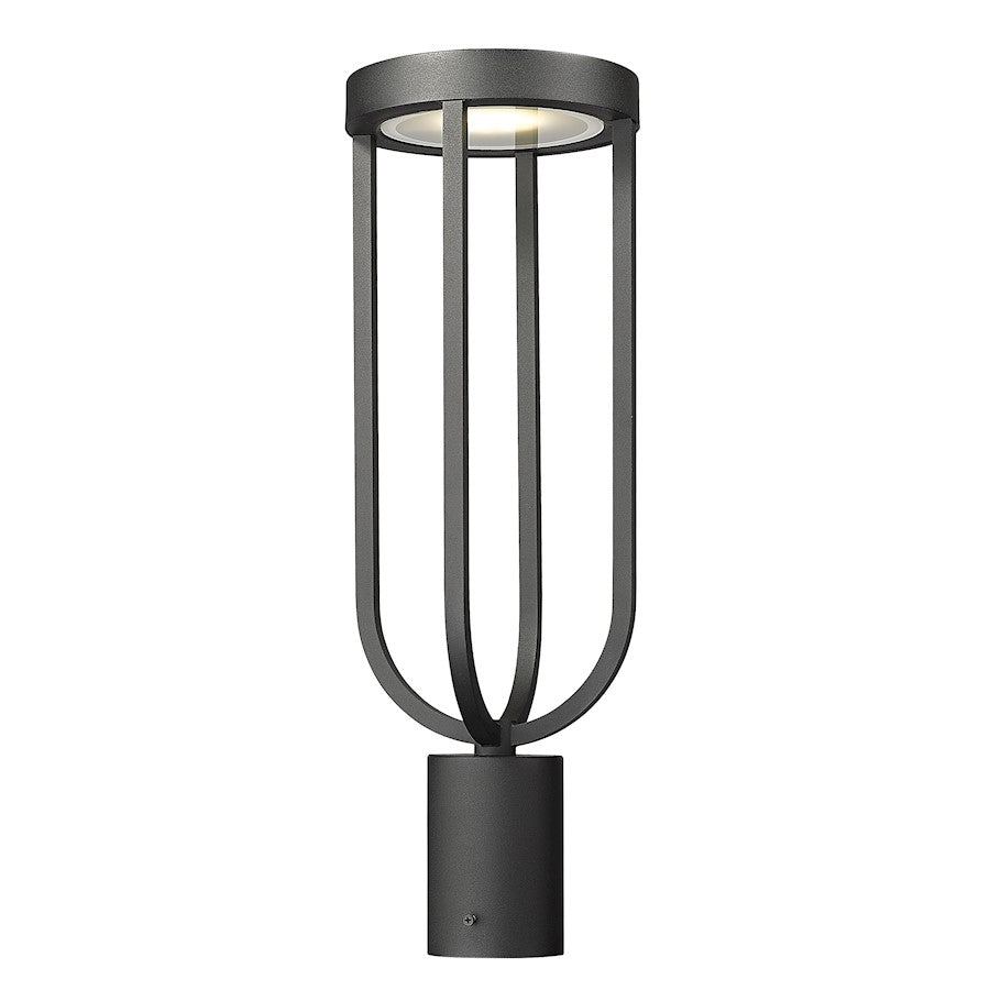 Z-Lite Leland 1 Light 7" Outdoor Post Mount Fixture, Sand Blast - 5005PHM-BK-LED