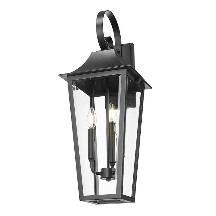 Z-Lite Gannon 3 Light 10" Outdoor Wall Light, Black/Clear Beveled