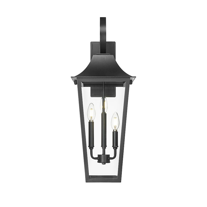 Z-Lite Gannon 3 Light 10" Outdoor Wall Light, Black/Clear Beveled