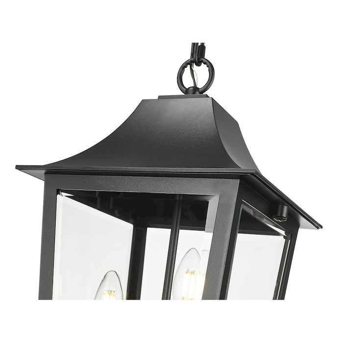 Z-Lite Gannon 3Lt 10" Outdoor Chain Ceiling Mount, Black/Beveled