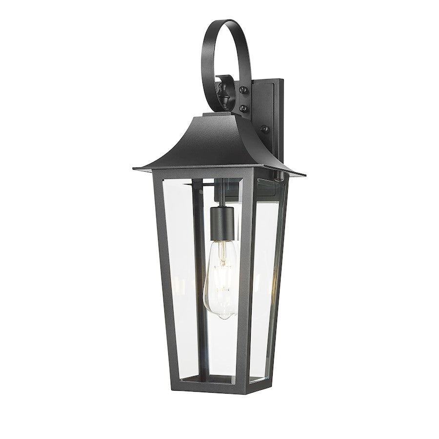 Z-Lite Gannon 1 Light 8" Outdoor Wall Light, Black/Clear Beveled - 5008M-BK