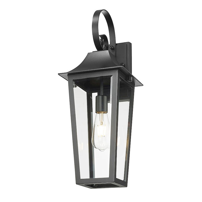 Z-Lite Gannon 1 Light 8" Outdoor Wall Light, Black/Clear Beveled