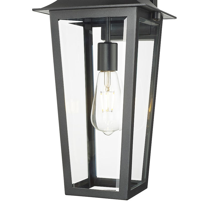 Z-Lite Gannon 1 Light 8" Outdoor Wall Light, Black/Clear Beveled