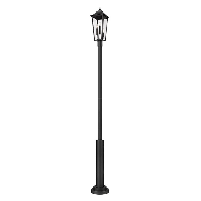 Z-Lite Gannon 3Lt 12" Outdoor Post/Round, Black/Beveled