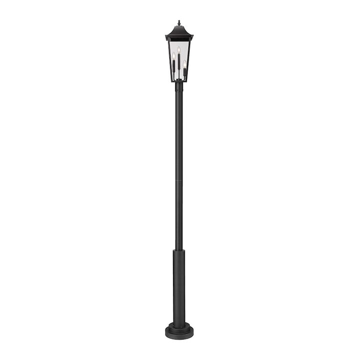 Z-Lite Gannon 3Lt 12" Outdoor Post/Round, Black/Beveled