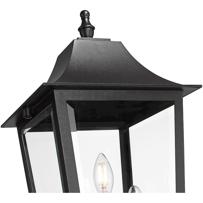 Z-Lite Gannon 3Lt 12" Outdoor Post/Round, Black/Beveled