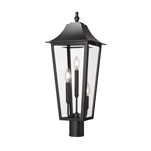 Z-Lite Gannon 3Lt 10" Outdoor Post/Round, Black/Beveled - 5008PHBR-BK