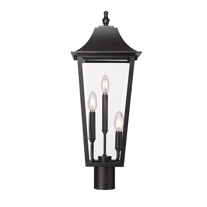 Z-Lite Gannon 3Lt 10" Outdoor Post/Round, Black/Beveled