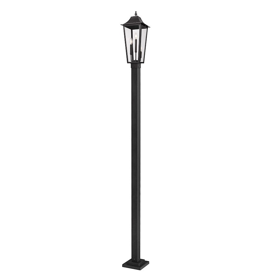 Z-Lite Gannon 3Lt 10" Outdoor Post/Square, Black/Beveled - 5008PHBS-536P-BK