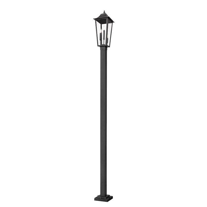 Z-Lite Gannon 3Lt 10" Outdoor Post/Square, Black/Beveled