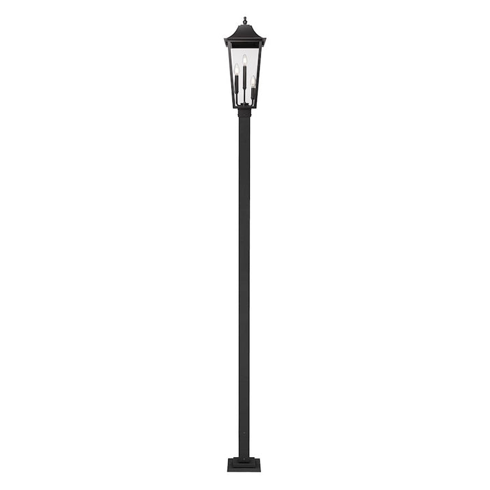 Z-Lite Gannon 3Lt 10" Outdoor Post/Square, Black/Beveled