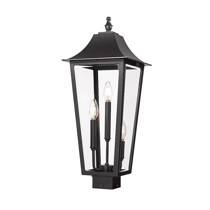 Z-Lite Gannon 3Lt 10" Outdoor Post/Square, Black/Beveled - 5008PHBS-BK