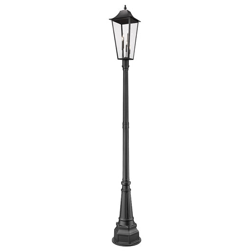 Z-Lite Gannon 3Lt 14.25" Outdoor Post Mount, Black/Beveled - 5008PHXLR-564P-BK