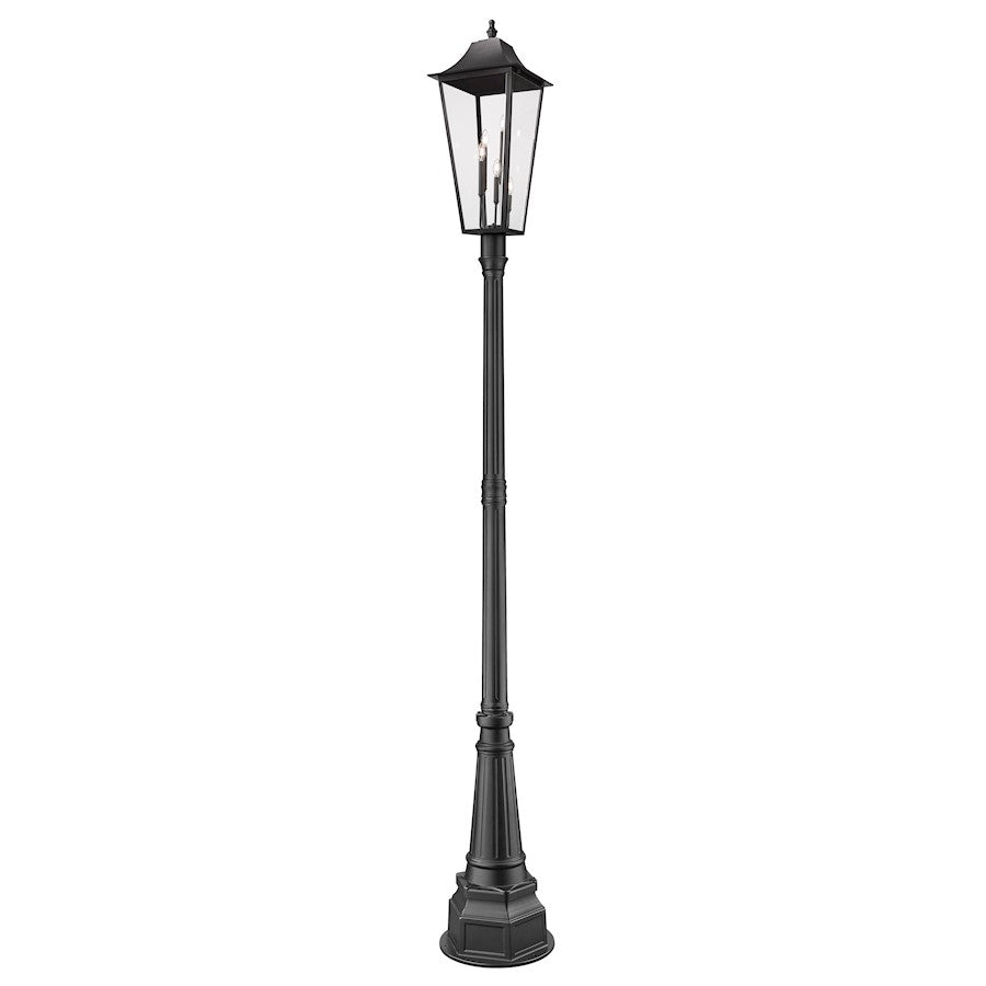 Z-Lite Gannon 3Lt 14.25" Outdoor Post Mount, Black/Beveled - 5008PHXLR-564P-BK