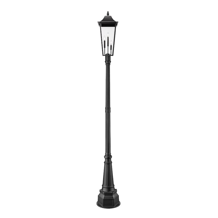 Z-Lite Gannon 3Lt 14.25" Outdoor Post Mount, Black/Beveled