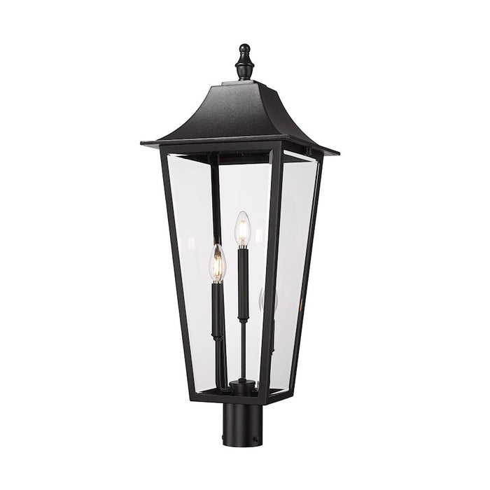 Z-Lite Gannon 3Lt 32" Outdoor Post Mount Fixture, Black/Beveled - 5008PHXLR-BK