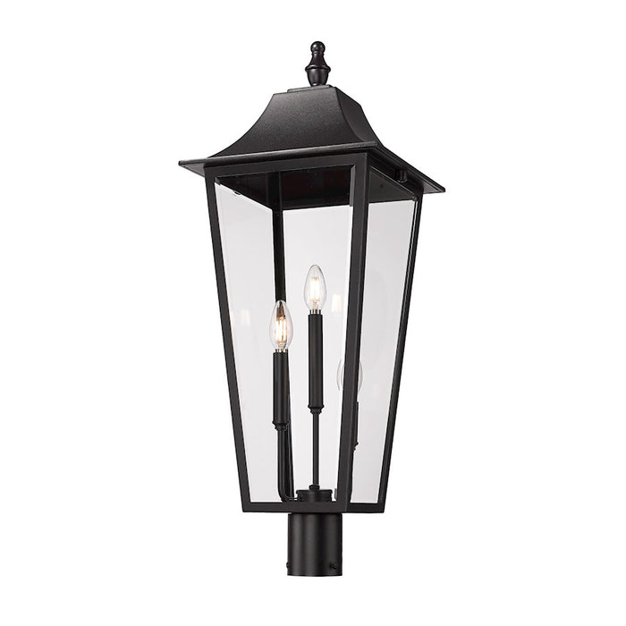 Z-Lite Gannon 3Lt 32" Outdoor Post Mount Fixture, Black/Beveled