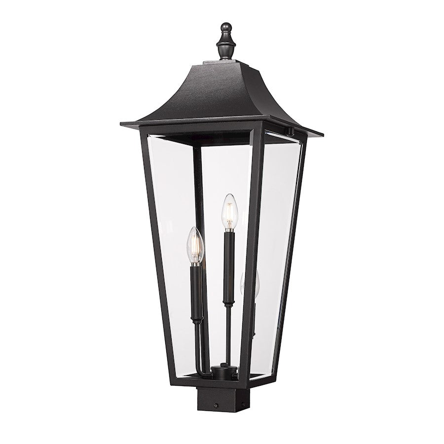 Z-Lite Gannon 3Lt 30" Outdoor Post Mount Fixture, Black/Beveled - 5008PHXLS-BK