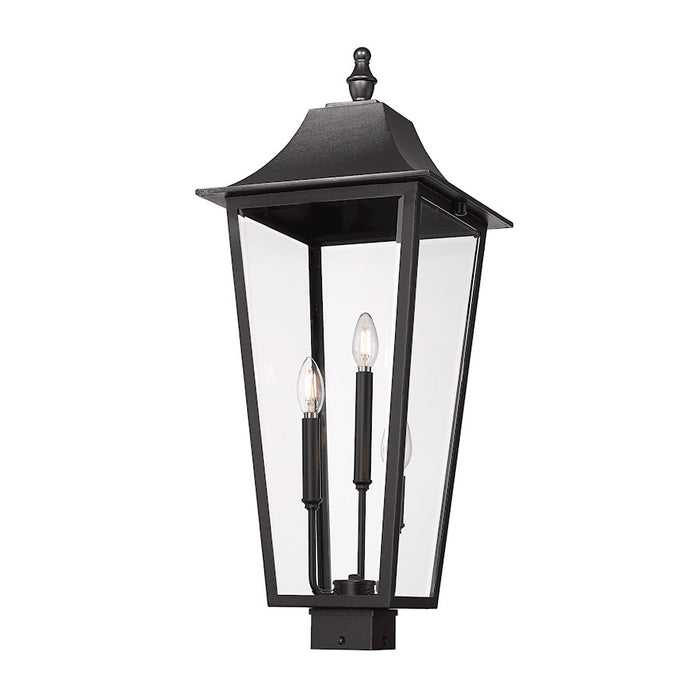 Z-Lite Gannon 3Lt 30" Outdoor Post Mount Fixture, Black/Beveled