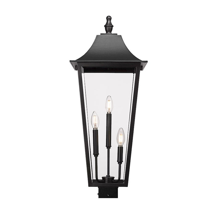 Z-Lite Gannon 3Lt 30" Outdoor Post Mount Fixture, Black/Beveled