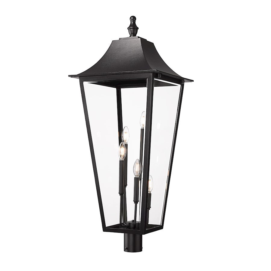 Z-Lite Gannon 5Lt 40" Outdoor Post Mount Fixture, Black/Beveled - 5008PHXXLR-BK